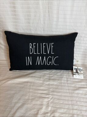 Rae Dunn Black 'BELIEVE IN MAGIC' Decorative Lumbar Pillow